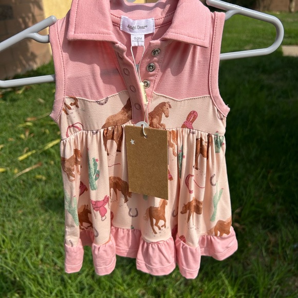 Angel Dear Pink Baby Dress with Horse Pattern - Picture 1 of 5